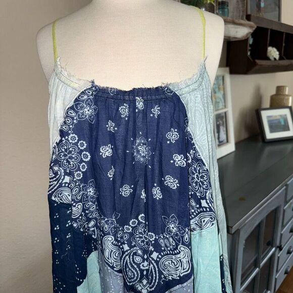 NWT Free People Womens Patchwork Halter Happy Days Maxi Dress Indigo Combo M/L - Picture 8 of 16